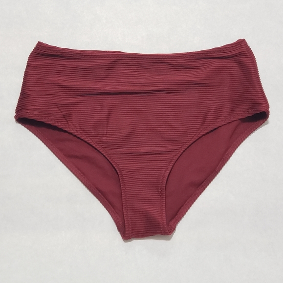 Other - Wine Red High Waisted Ribbed Swimsuit Bottom SizeM